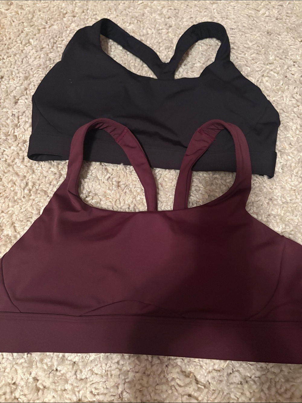 Athleta Sports Bras in Black and Deep Burgundy